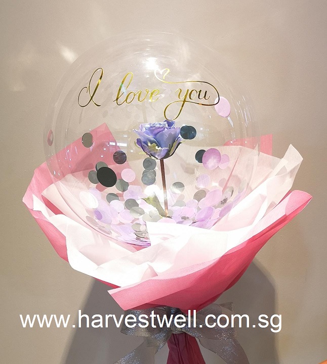 bubble balloon roses bouquet